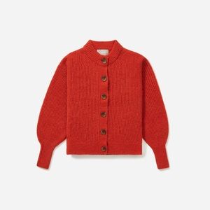 Red Everlane Cropped Alpaca Cardigan